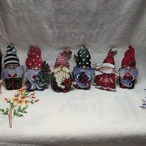 Twelve Christmas Gnomes Wood Ornaments